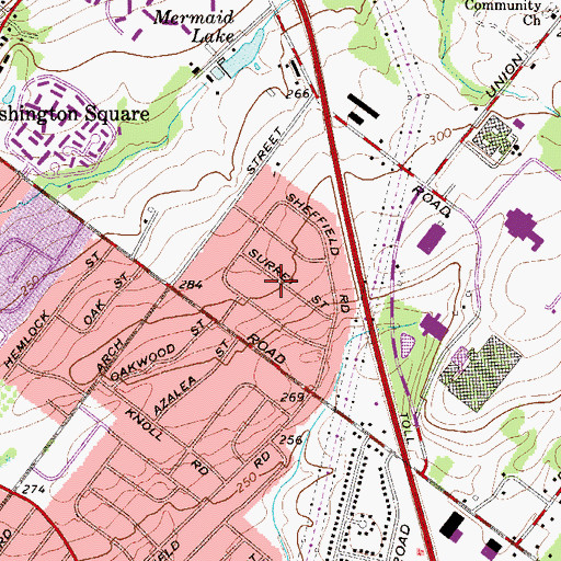 Topographic Map of Mermaid Estates, PA