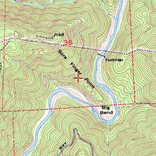 Topographic Map of Sore Finger Point, CA