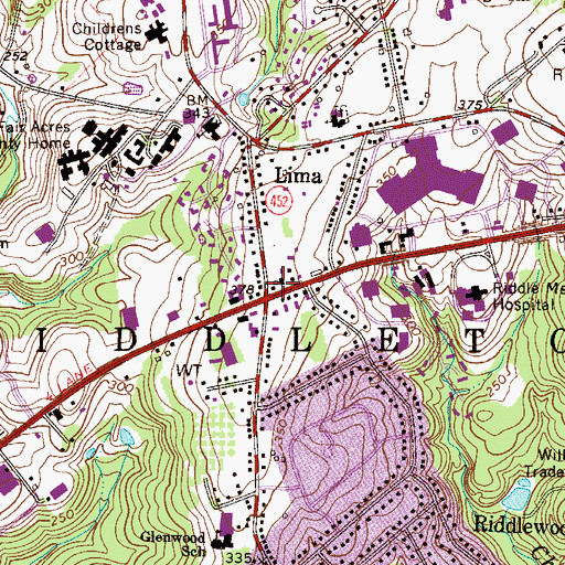 Topographic Map of Middletown Township Building, PA