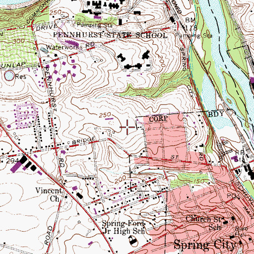 Topographic Map of Millers Mobile Home Park, PA