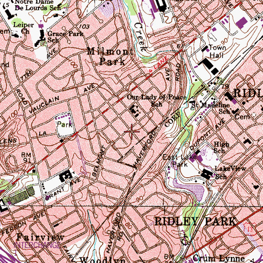 Topographic Map of Milmont Fire Company Station 49, PA