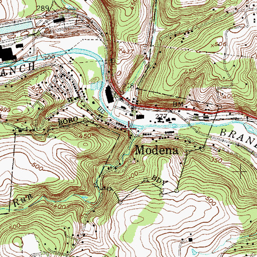 Topographic Map of Modena Fire Company Station 37, PA