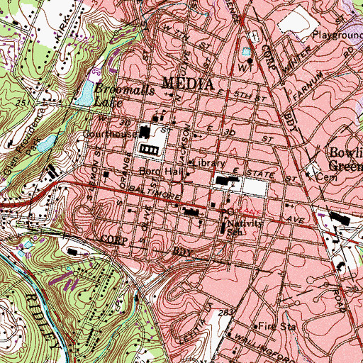 Topographic Map of Monroe Street Station, PA