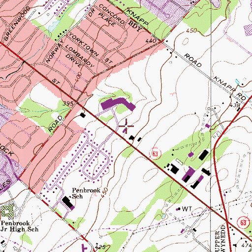 Topographic Map of Montgomery Commons Shopping Center, PA