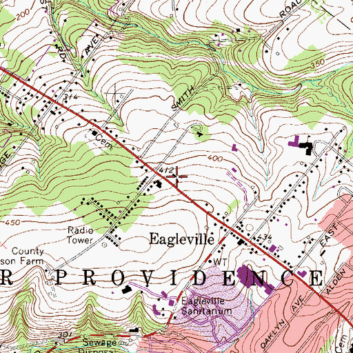 Topographic Map of Montgomery County Boys Club, PA