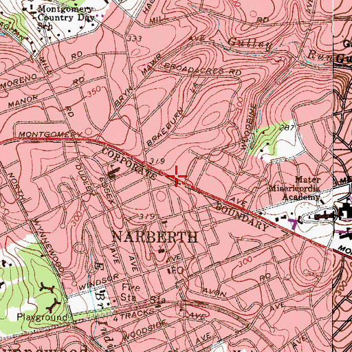 Topographic Map of Montgomery County District Justice Courthouse, PA