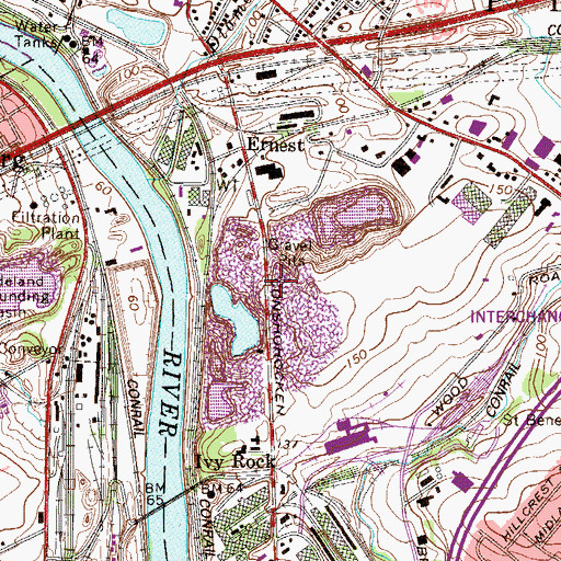 Topographic Map of Montgomery County Fire Academy, PA