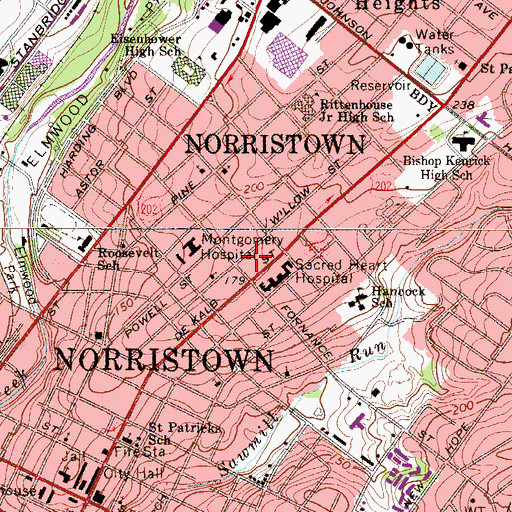 Topographic Map of Montgomery County Health Department, PA