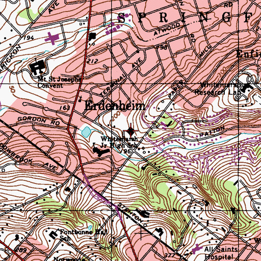 Topographic Map of Montgomery County Intermediate Unit School, PA