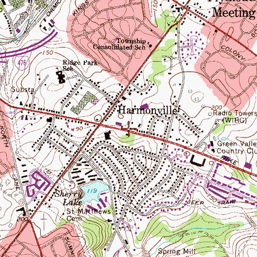 Topographic Map of Montgomery County SPCA, PA