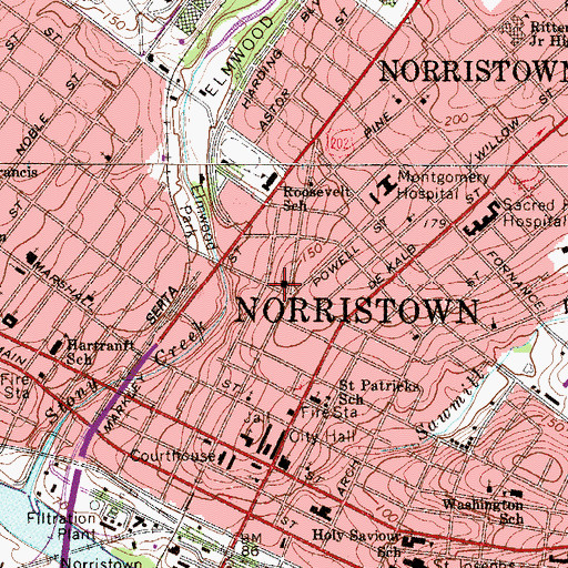 Topographic Map of Montgomery County-Norristown Library, PA