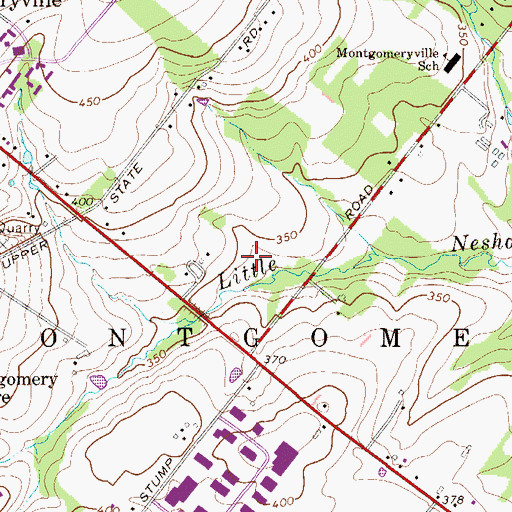 Topographic Map of Montgomery Greeny, PA