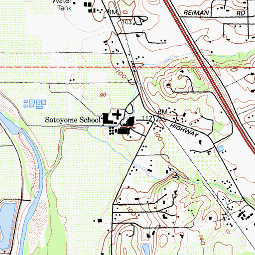 Topographic Map of Sotoyome School, CA