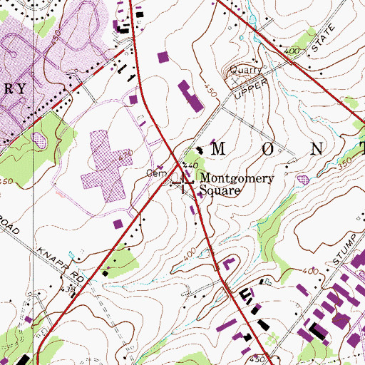 Topographic Map of Montgomery Square Methodist Church, PA