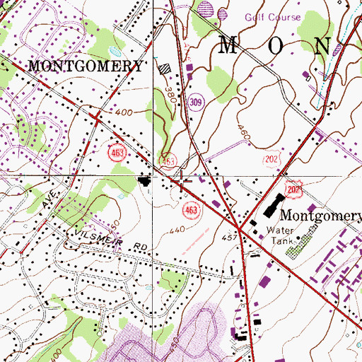 Topographic Map of Montgomery Township Hall, PA