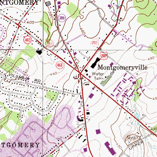 Topographic Map of Montgomeryville Five Points Plaza Shopping Center, PA
