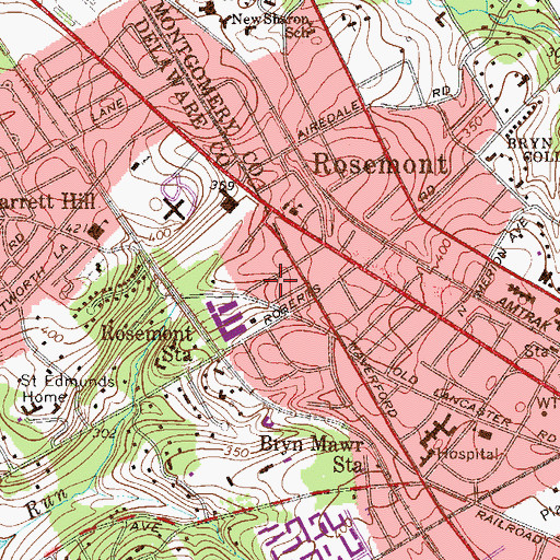 Topographic Map of Montrose Village, PA