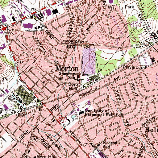 Topographic Map of Morton - Rutledge Fire Company Station 13, PA