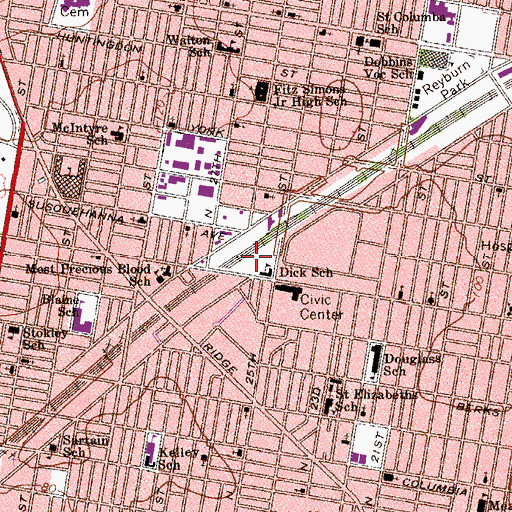 Topographic Map of Moylan Community Center, PA