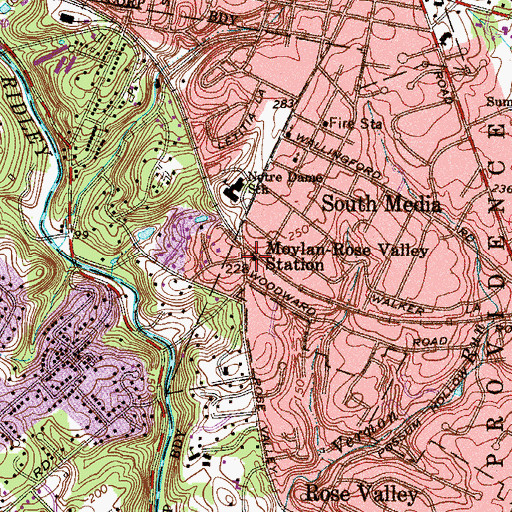Topographic Map of Moylan Post Office, PA
