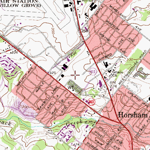 Topographic Map of Myers Tract, PA