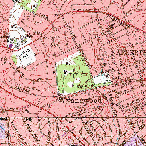Topographic Map of Narbeth Playground, PA