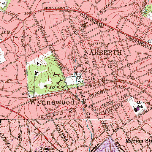 Topographic Map of Narbeth Police Station, PA