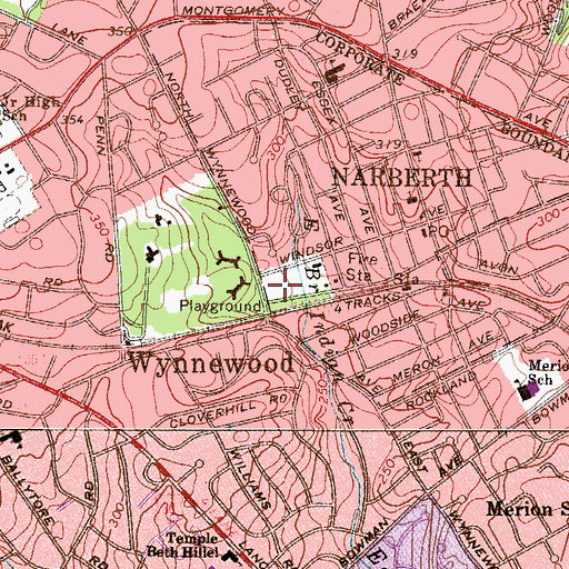 Topographic Map of Narbrook Park, PA