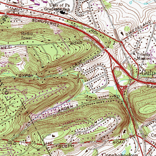 Topographic Map of Natural Lands Trust Park, PA