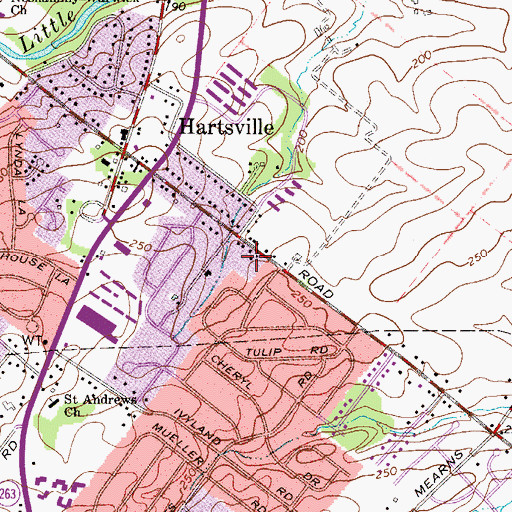 Topographic Map of Nazerine Church, PA
