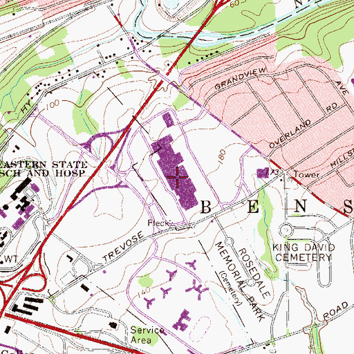 Topographic Map of Neshaminy Mall, PA