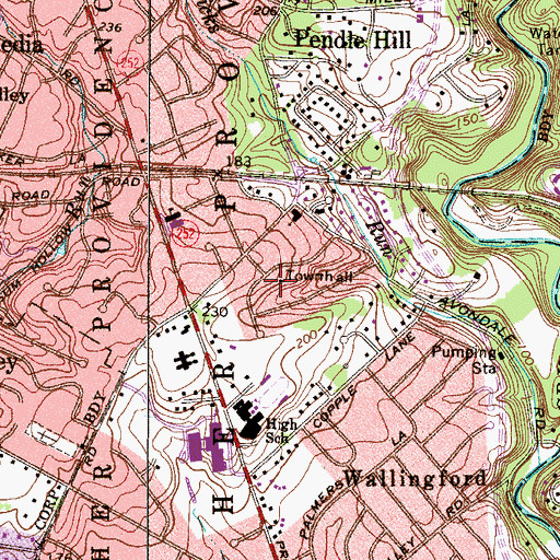 Topographic Map of Nether Providence Township Building, PA