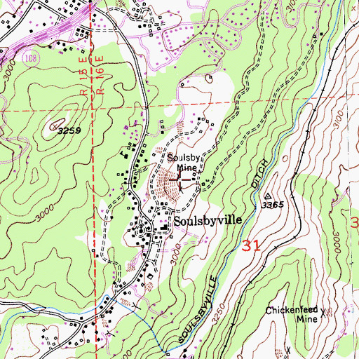 Topographic Map of Soulsby Mine, CA