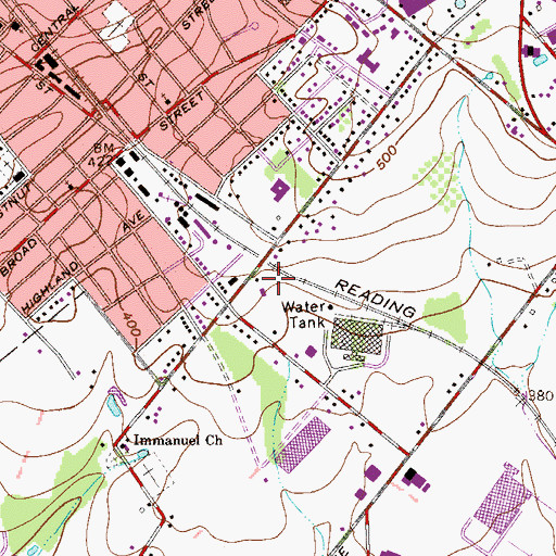 Topographic Map of Hunters Greene, PA