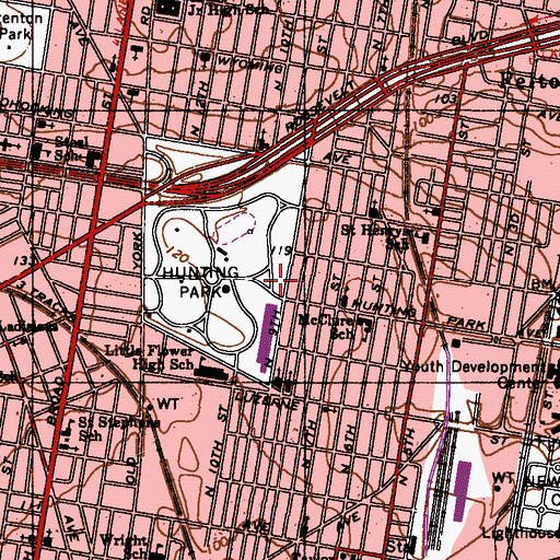 Topographic Map of Hunting Park Community Center, PA