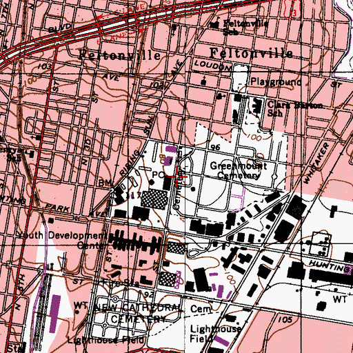 Topographic Map of Hunting Park Post Office, PA