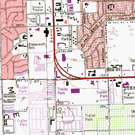 Topographic Map of Big Curve Shopping Center, AZ
