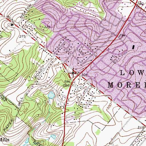 Topographic Map of Huntingdon Valley Methodist Church, PA