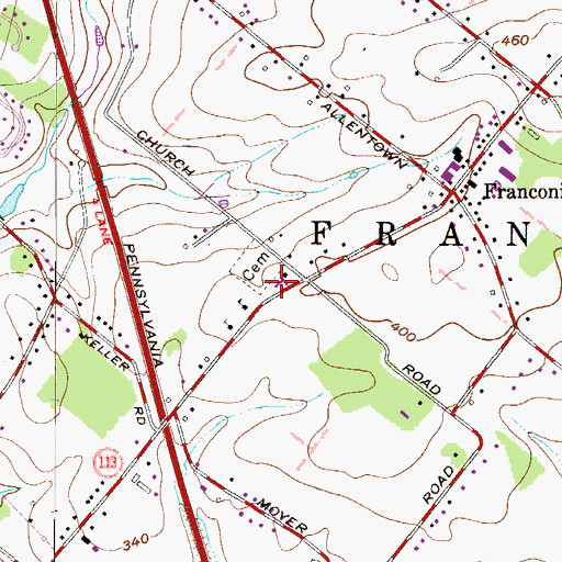 Topographic Map of Indian Creek Mennonite School, PA