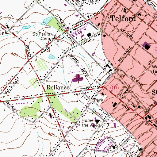 Topographic Map of Indian Crest Junior High School, PA