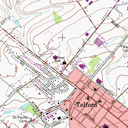 Topographic Map of Indian Valley Library, PA