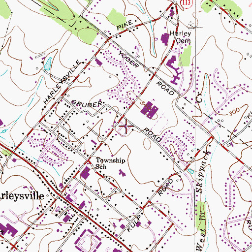 Topographic Map of Indian Valley Mennonite Church, PA