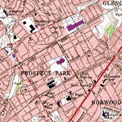 Topographic Map of Interboro High School, PA