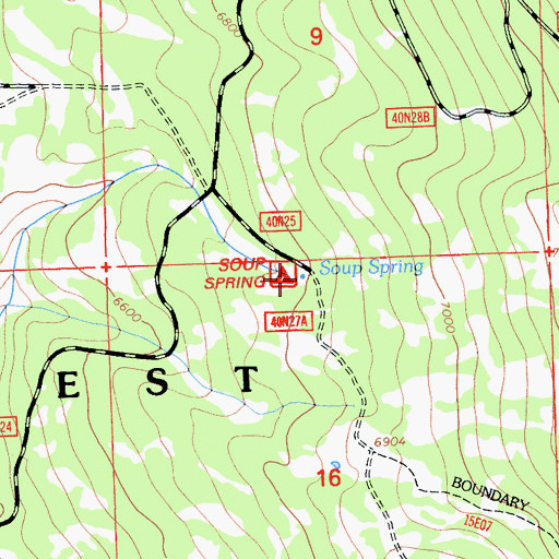 Topographic Map of Soup Spring, CA