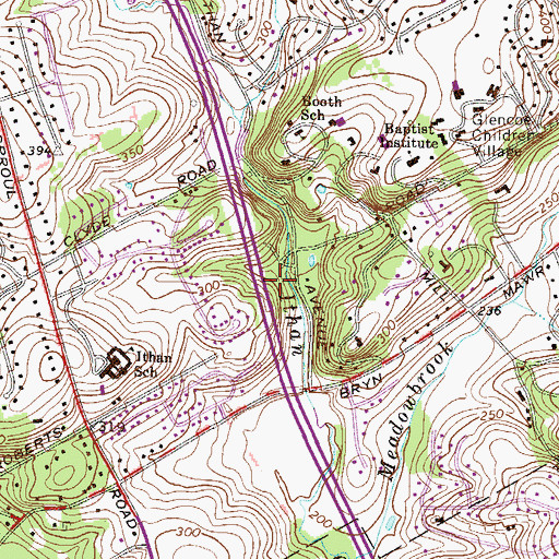 Topographic Map of Ithan Valley Park, PA