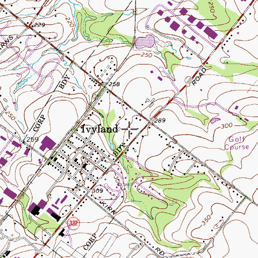 Topographic Map of Ivybrook Ridge, PA