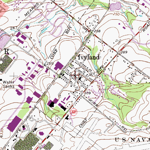 Topographic Map of Ivyland Borough Hall, PA