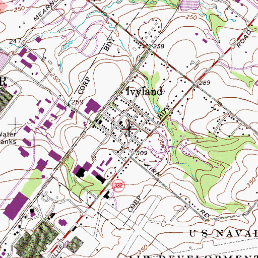 Topographic Map of Ivyland Borough Police Station, PA