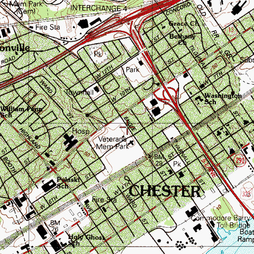 Topographic Map of J Lewis Crozer Library, PA