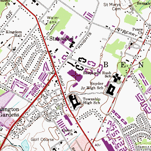 Topographic Map of Jefferson Ward Shopping Center, PA